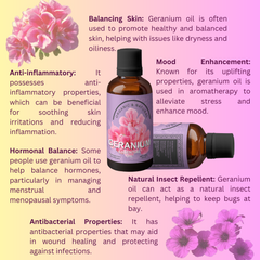 Geranium Essential Oil (Pelargonium Graveolens) Wrinkle Skin health & Body Smell