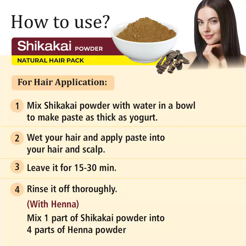 Shikakai Powder Hair Pack -  Dark, Thick, Shine, Anti-Dandruff Acacia concinna