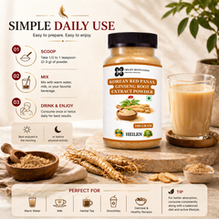 HEILEN BIOPHARM Korean Red Ginseng Extract Powder | Panax Ginseng | Pure & Natural | Food Grade | No Preservatives