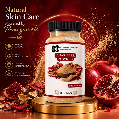 Heilen Biopharm Anar/Pomegranate Peel Powder | Punica Granatum | For Skin Health & Detox | Natural Herbal Supplement – No Preservatives