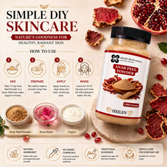 Heilen Biopharm Anar/Pomegranate Peel Powder | Punica Granatum | For Skin Health & Detox | Natural Herbal Supplement – No Preservatives