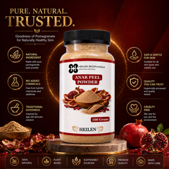 Heilen Biopharm Anar/Pomegranate Peel Powder | Punica Granatum | For Skin Health & Detox | Natural Herbal Supplement – No Preservatives