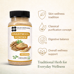 Heilen Biopharm Anantmool (Hemidesmus indicus) Root Powder – Energy & Detox Support | 100% Pure Ayurvedic Herb | Non‑GMO, Vegan, No Additives