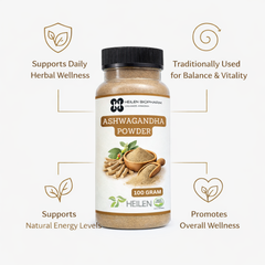 Heilen Biopharm Ashwagandha Powder | Withania Somnifera | Indian Ginseng | For Energy, Stress & Hormonal Balance | Natural Herbal Supplement – No Preservatives