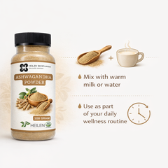 Heilen Biopharm Ashwagandha Powder | Withania Somnifera | Indian Ginseng | For Energy, Stress & Hormonal Balance | Natural Herbal Supplement – No Preservatives
