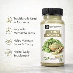 Heilen Biopharm Brahmi Powder | Bacopa Monnieri | For Memory, Focus, Hair & Scalp Health | Food-Grade Herbal Supplement – No Additives