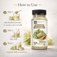 Heilen Biopharm Brahmi Powder | Bacopa Monnieri | For Memory, Focus, Hair & Scalp Health | Food-Grade Herbal Supplement – No Additives