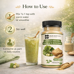 Heilen Biopharm Ginkgo Biloba Extract Powder | For Energy, Focus & Brain Health | 100% Natural Herbal Supplement