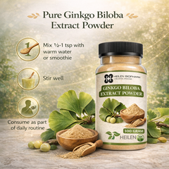 Heilen Biopharm Ginkgo Biloba Extract Powder | For Energy, Focus & Brain Health | 100% Natural Herbal Supplement