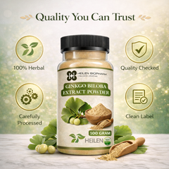 Heilen Biopharm Ginkgo Biloba Extract Powder | For Energy, Focus & Brain Health | 100% Natural Herbal Supplement
