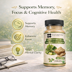 Heilen Biopharm Ginkgo Biloba Extract Powder | For Energy, Focus & Brain Health | 100% Natural Herbal Supplement
