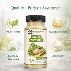 Heilen Biopharm Giloy Powder – For Immunity & Detox Support | Tinospora Cordifolia | Natural Antioxidant | Plant-Based Herbal Supplement – No Preservatives