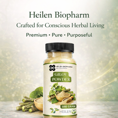 Heilen Biopharm Giloy Powder – For Immunity & Detox Support | Tinospora Cordifolia | Natural Antioxidant | Plant-Based Herbal Supplement – No Preservatives