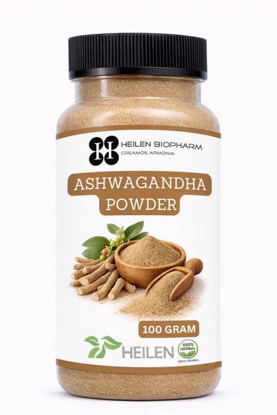 Heilen Biopharm Ashwagandha Powder | Withania Somnifera | Indian Ginseng | For Energy, Stress & Hormonal Balance | Natural Herbal Supplement – No Preservatives