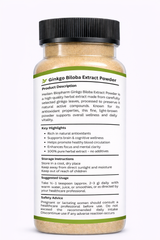 Heilen Biopharm Ginkgo Biloba Extract Powder | For Energy, Focus & Brain Health | 100% Natural Herbal Supplement