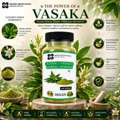 Heilen Biopharm Adusa Leaves Powder | Vasaka (Malabar Nut) | Herbal Supplement for Respiratory & Immune Support | No Preservatives