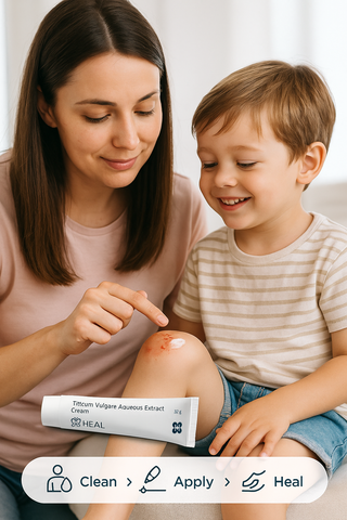 H HEAL Triticum Vulgare Aqueous Extract Cream | 32 g | For Skin Healing, Cuts, Burns & Irritation | Soothing & Moisturizing | Dermatologically Tested