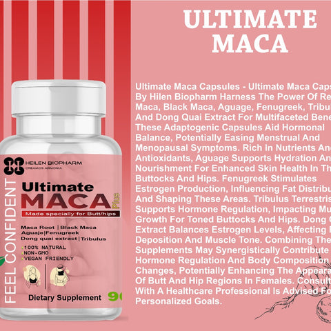 Ultimate Maca Capsules For Hip Butt Enhancement - 90 Capsules Per Bottle (Pack of 1)