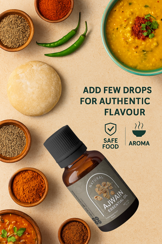 Heilen Biopharm Ajwain Essential Oil (15 ml) | 100% Pure & Natural Edible Food Grade | For Cooking, Digestion & Aromatherapy