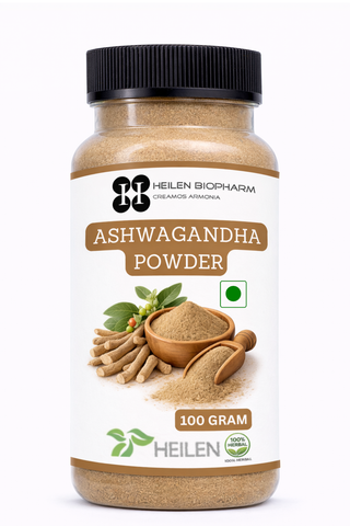 Heilen Biopharm Ashwagandha Powder | Withania Somnifera | Indian Ginseng | For Energy, Stress & Hormonal Balance | Natural Herbal Supplement – No Preservatives