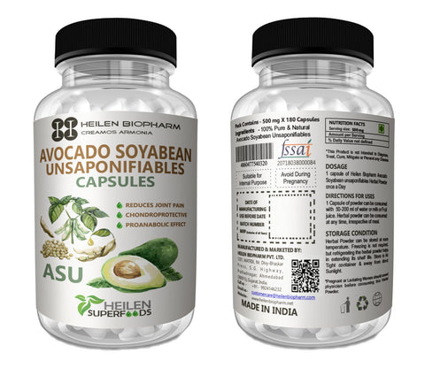 Heilen Biopharm ASU 500 mg | Avocado & Soybean Unsaponifiables | Joint, Cartilage & Mobility Support Supplement