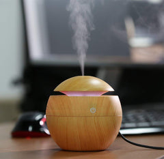 Portable Wooden Cool Mist Humidifiers Essential Oil Diffuser Aroma Air Humidifier, 130ml