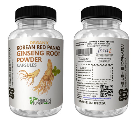 Heilen Biopharm Korean Red Panax Ginseng Root Powder & Capsules.