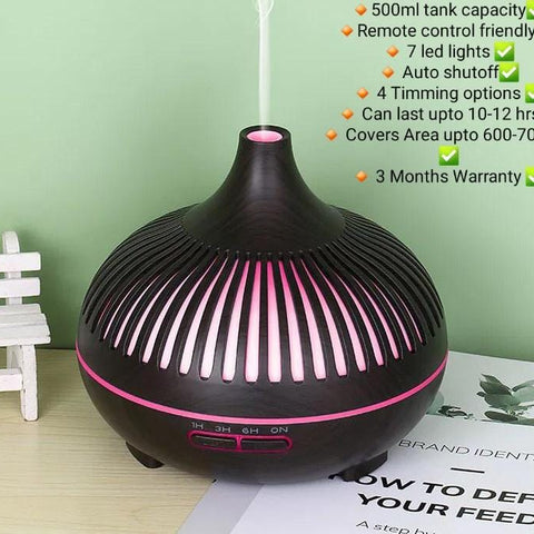 Electric Oil Aroma Diffuser for Home Fragrance with 7 Mood Changing LED Lights, Bluetooth available, 500ml